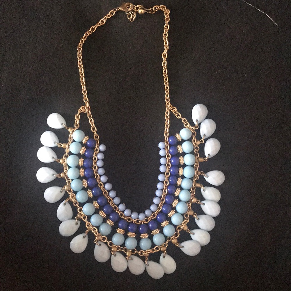 Blue Beaded Statement Necklace